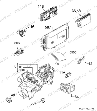 Схема №7 F55312VI0 с изображением Микромодуль для посудомойки Aeg 973911536139018